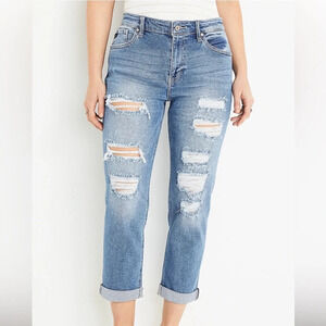 KanCan Medium Wash High Rise Ripped Cropped Boyfriend Jeans 28 Women’s